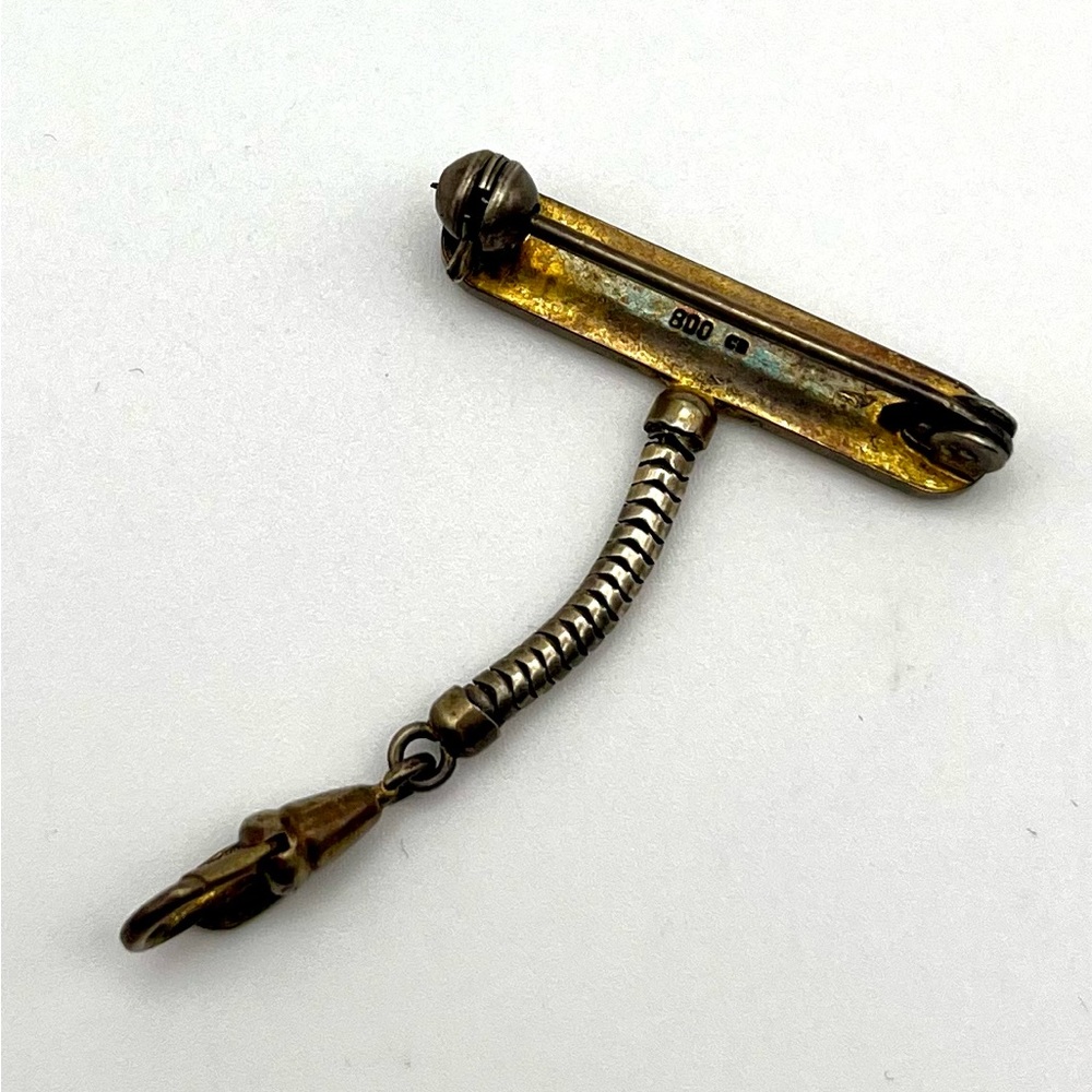 Antique 800 Silver Pocket Watch Fob Brooch - Picture 5 of 6